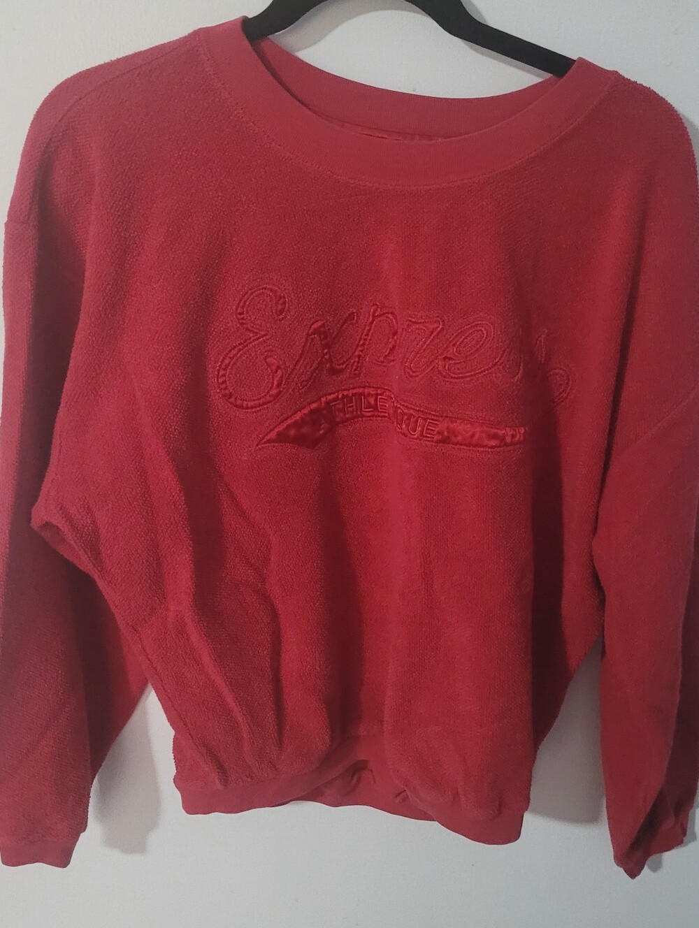 Vintage 90s Red Express Fleece Sweatshirt Women's size XS Embroidered